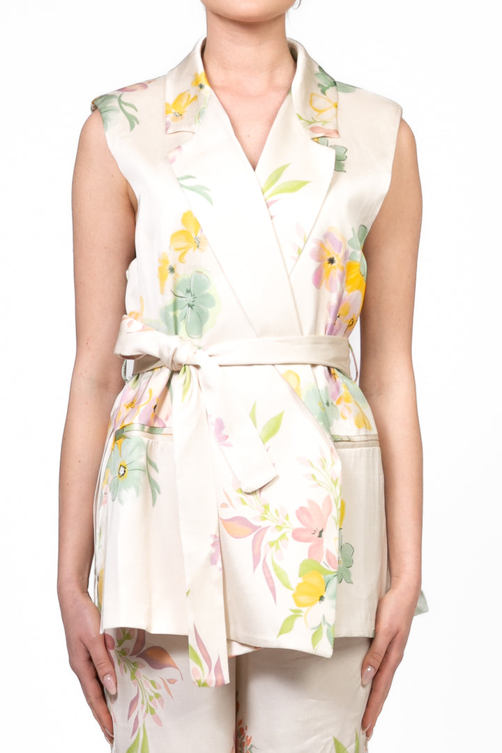 Vicolo - Gilet floreale in satin con fusciacca Art. TD2213