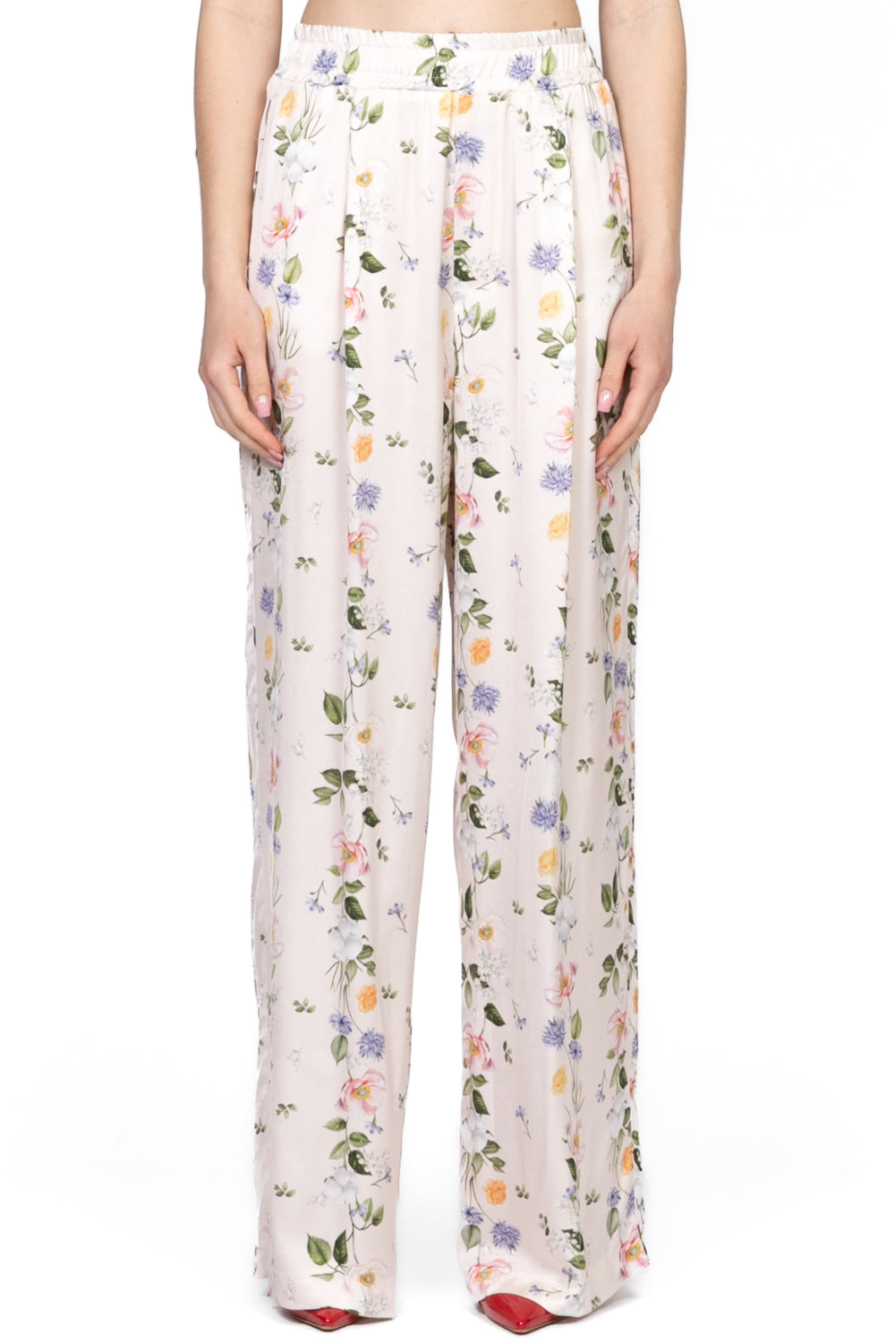 Vicolo - Pantalone floreale in satin con pinces Art. TD2170