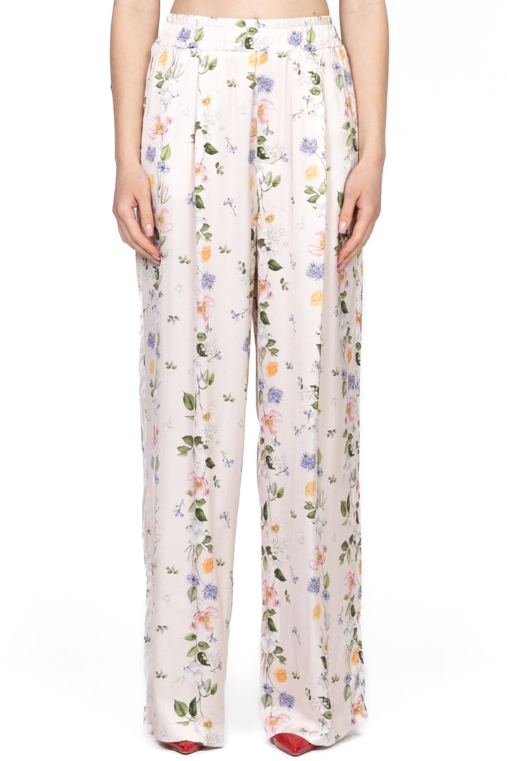 Vicolo - Pantalone floreale in satin con pinces Art. TD2170