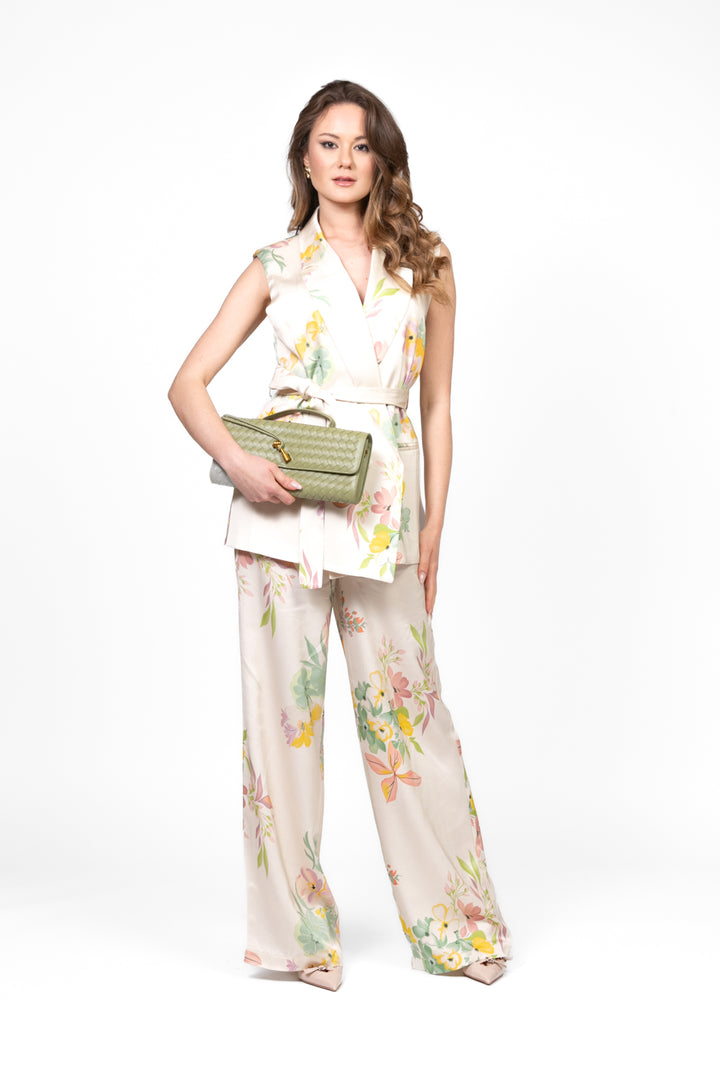 Vicolo - Gilet floreale in satin con fusciacca Art. TD2213