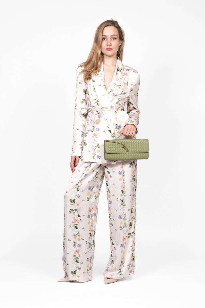 Vicolo - Pantalone floreale in satin con pinces Art. TD2170