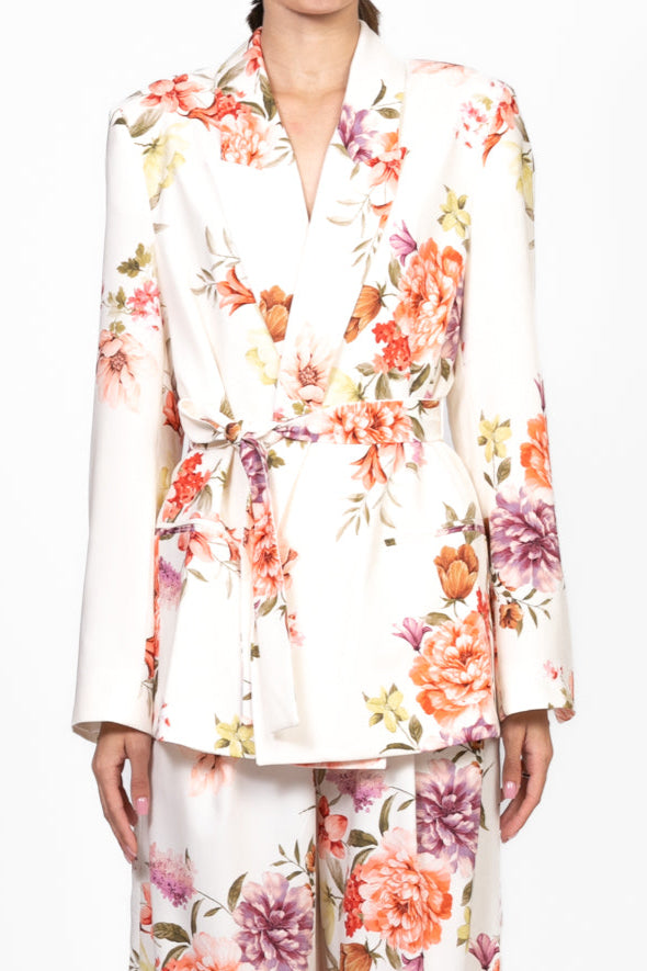 Vicolo - Giacca floreale in satin con fusciacca Art. TD2178