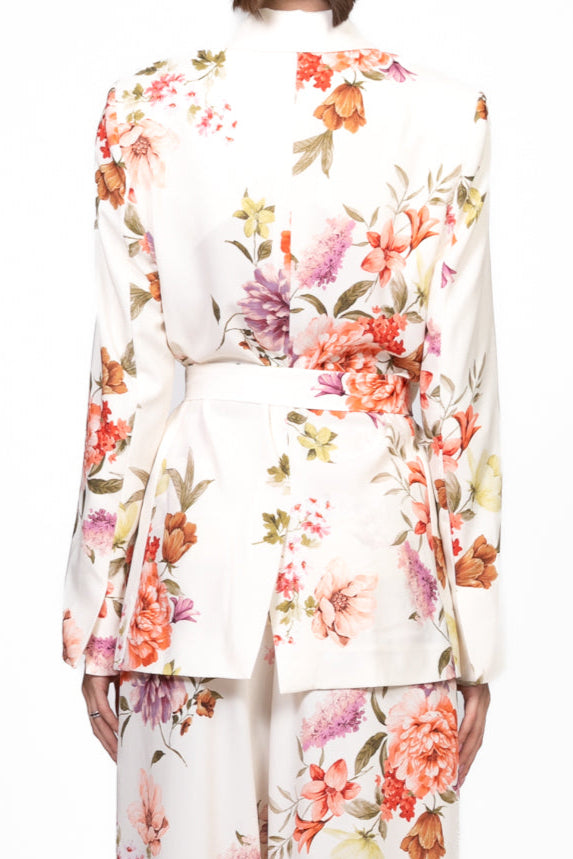Vicolo - Giacca floreale in satin con fusciacca Art. TD2178