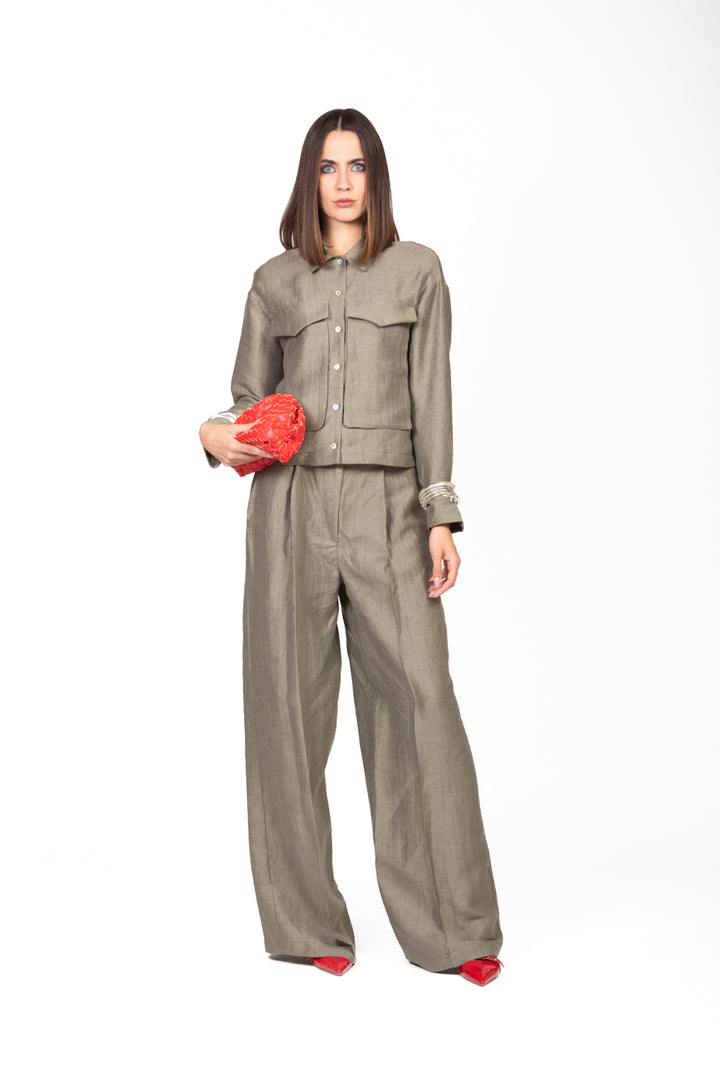 Vicolo - Pantalone palazzo con pinces goffrato Art. TD1889
