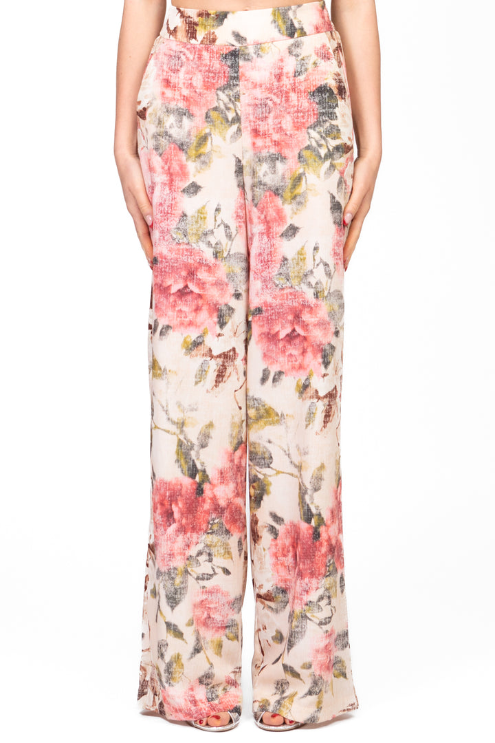 Vicolo - Pantalone floreale con elastico Art. TD2249