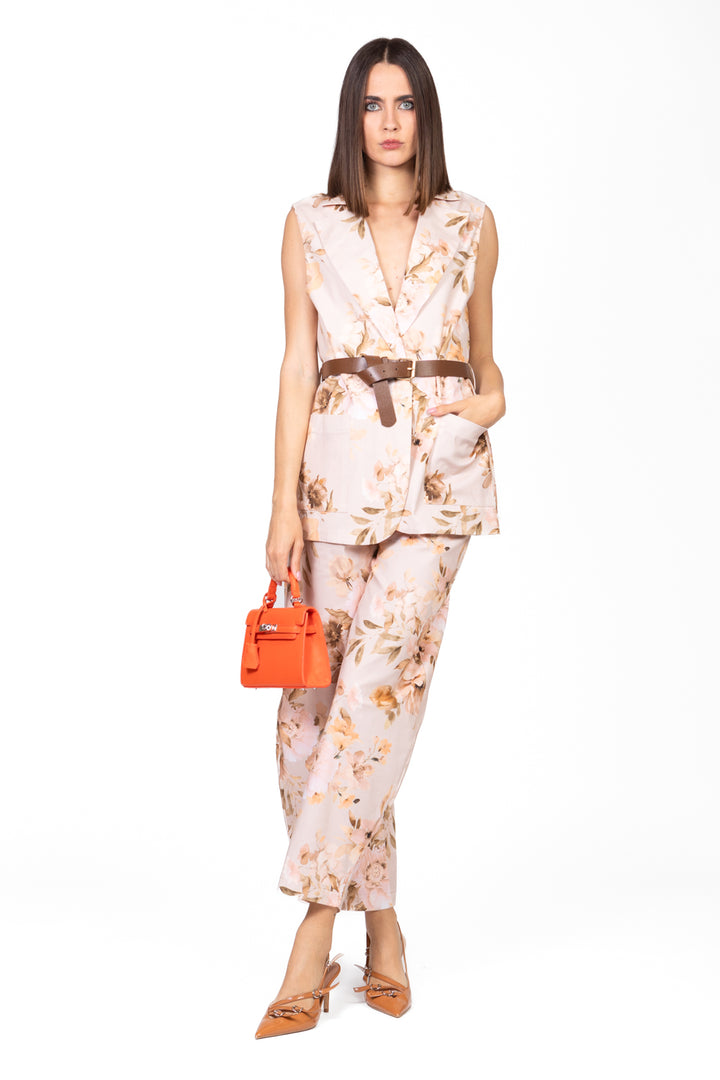 Vicolo - Gilet floreale con cinta Art. TD2215