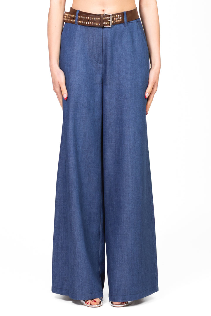 Tensione In - Pantalone palazzo chambray Art. 25P7589