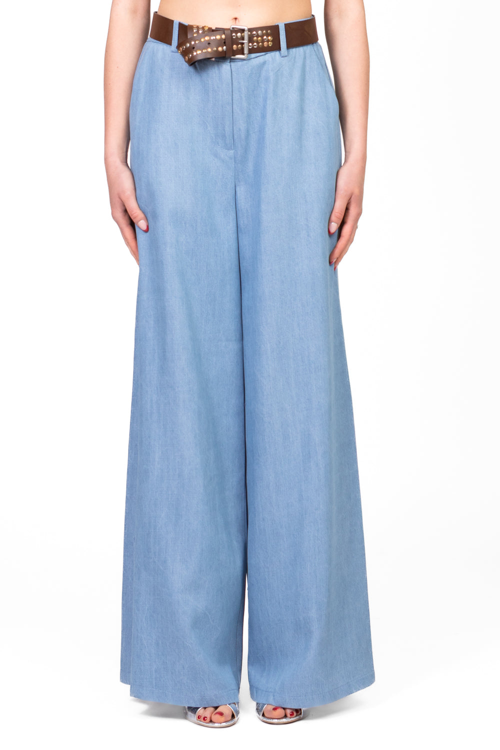 Tensione In - Pantalone palazzo chambray Art. 25P7589