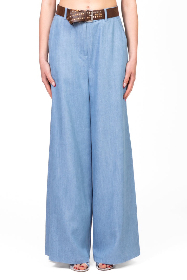 Tensione In - Pantalone palazzo chambray Art. 25P7589