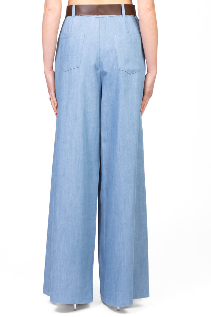 Tensione In - Pantalone palazzo chambray Art. 25P7589