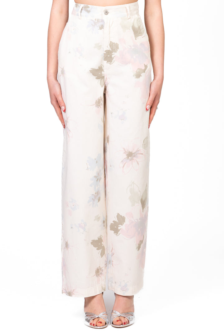 Vicolo - Pantalone floreale gamba dritta Art. TD1937