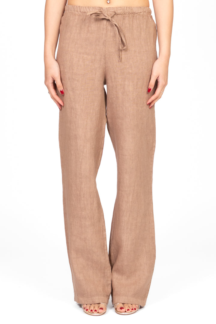 Vicolo - Pantalone palazzo coulisse in lino Art. TD2289