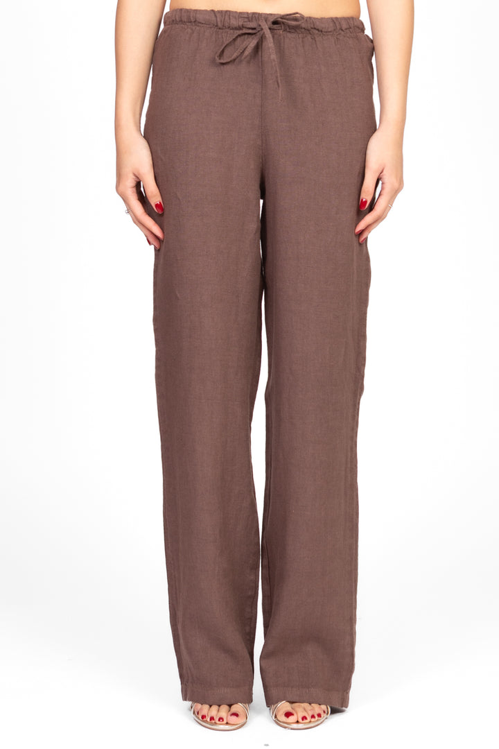 Vicolo - Pantalone palazzo coulisse in lino Art. TD2289