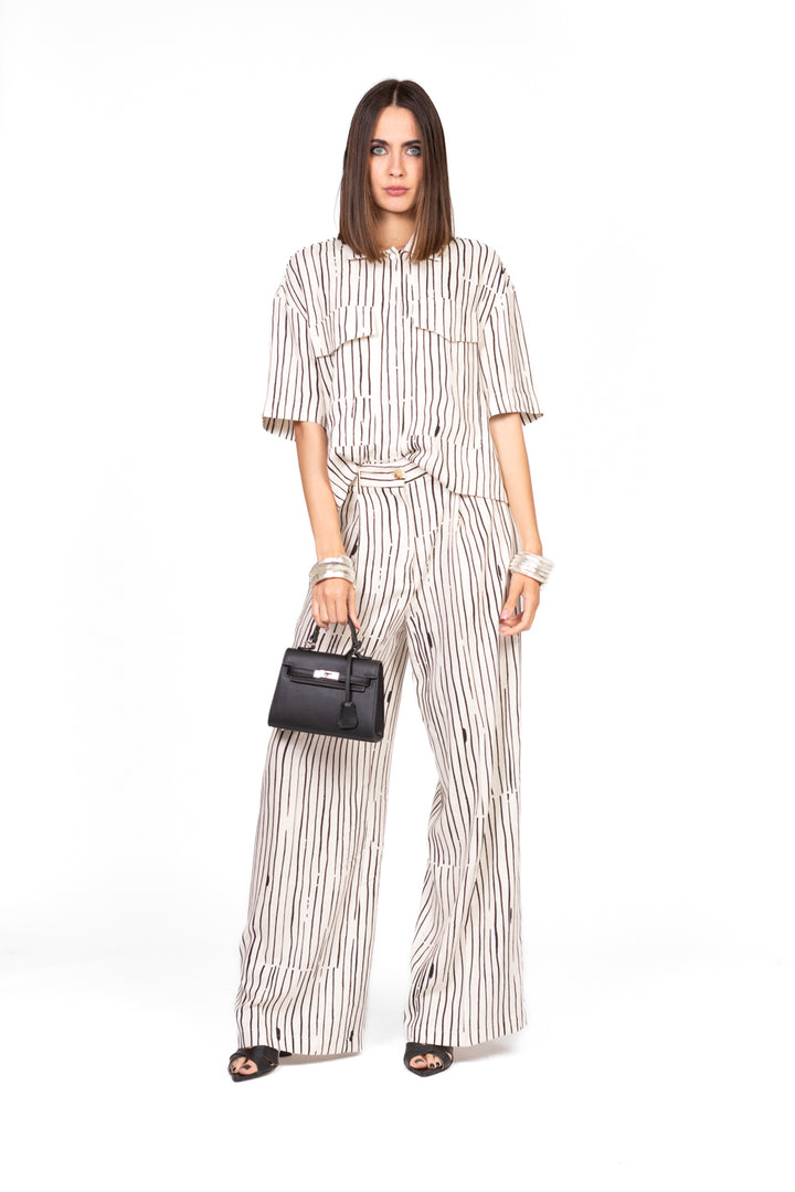Vicolo - Pantalone rigato con taschini Art. TD2408