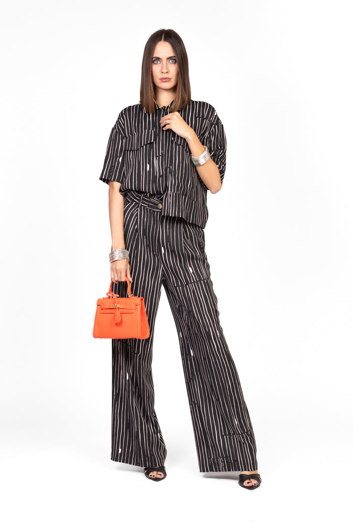 Vicolo - Pantalone rigato con taschini Art. TD2408