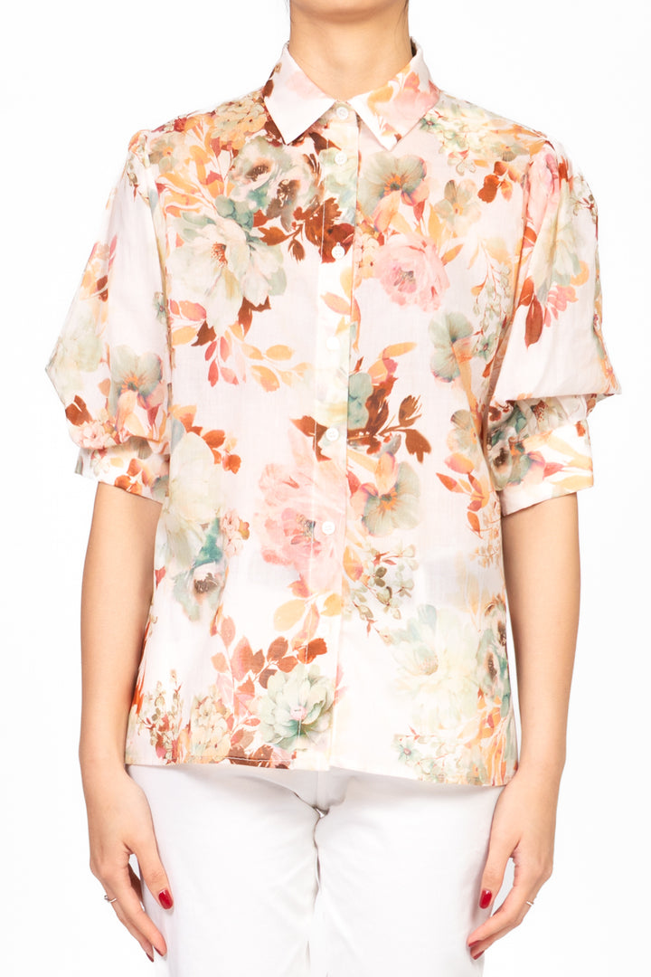 Vicolo - Camicia floreale manica corta a palloncino Art. TD2314