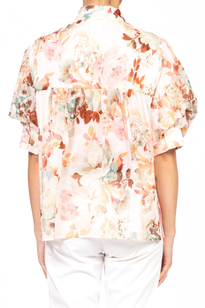 Vicolo - Camicia floreale manica corta a palloncino Art. TD2314