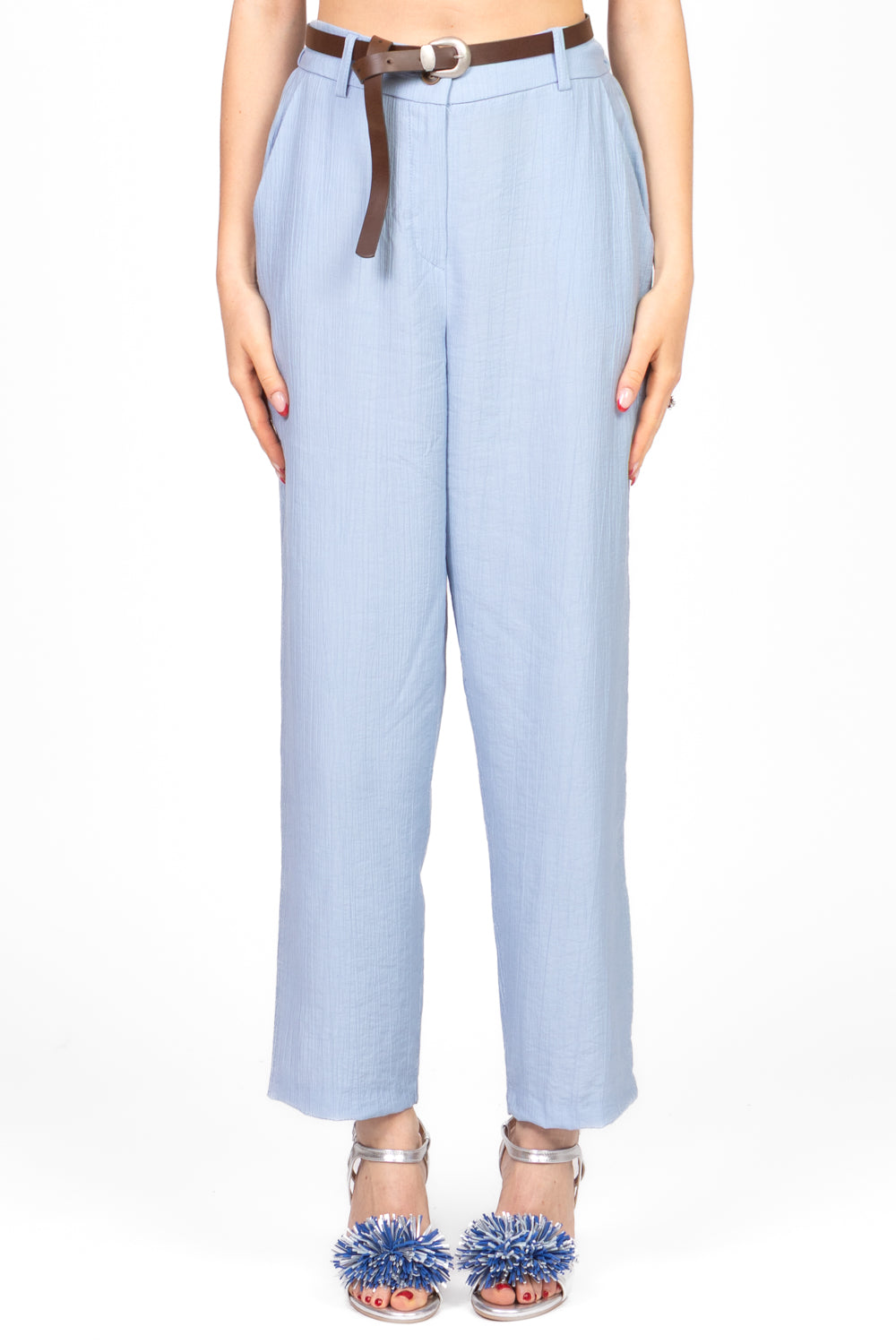 Tensione In - Pantalone goffrato carrot con cinta Art. 25P7626