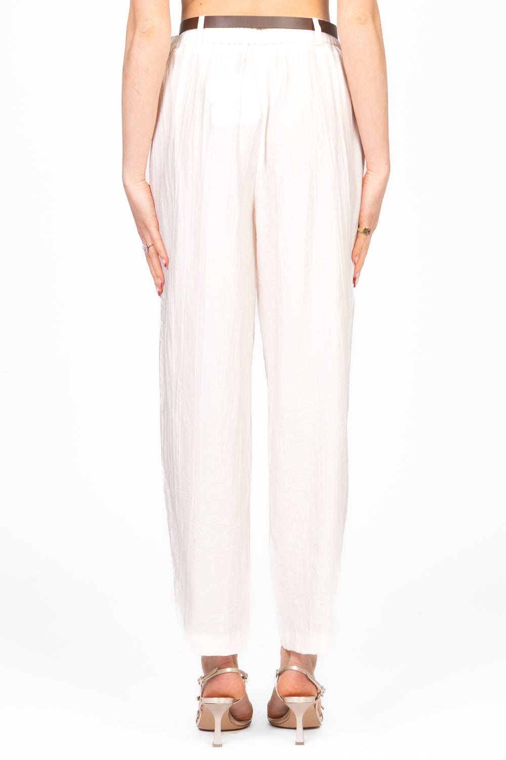 Tensione In - Pantalone goffrato carrot con cinta Art. 25P7626