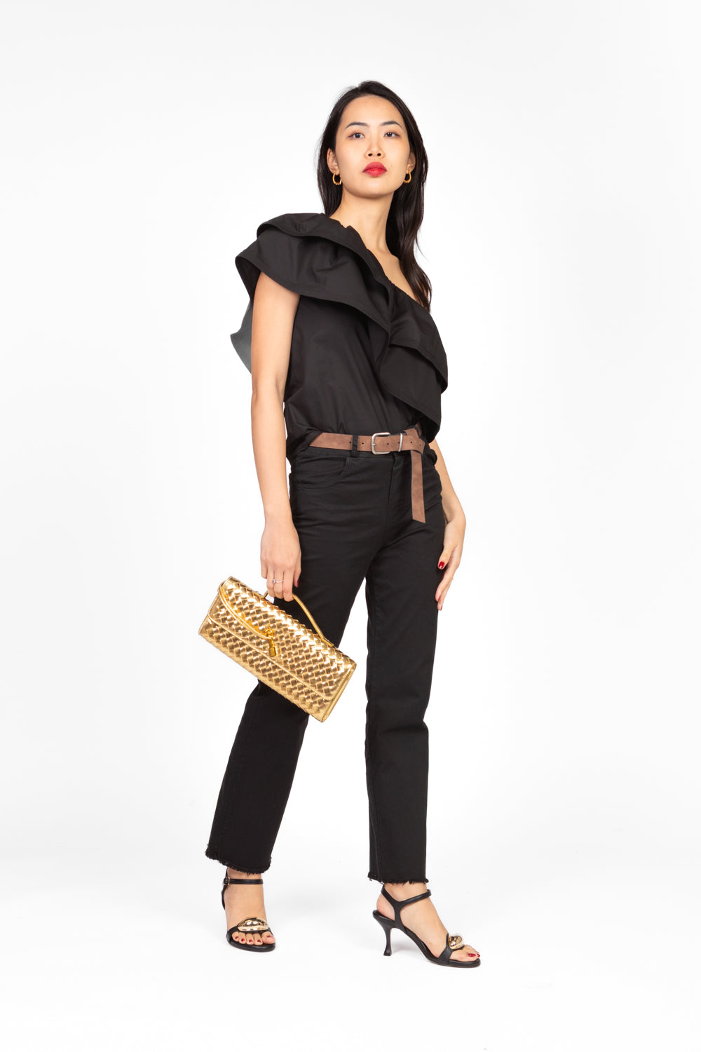 Tensione In - Pantalone gamba dritta sfrangiato con cinta Art. PA5269