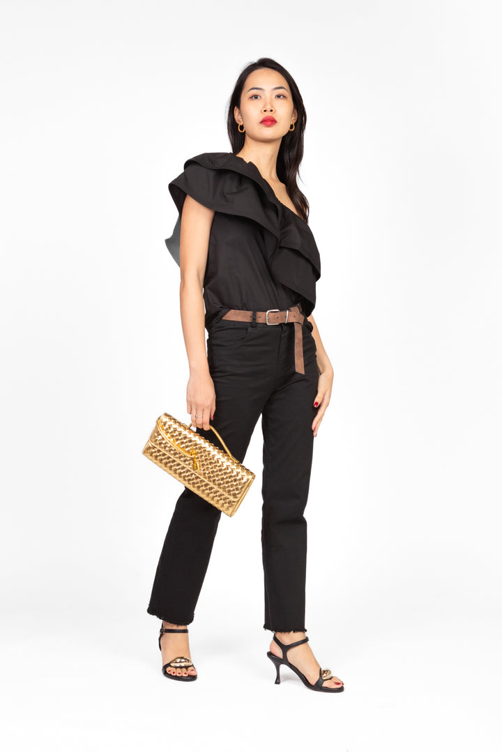 Tensione In - Pantalone gamba dritta sfrangiato con cinta Art. PA5269