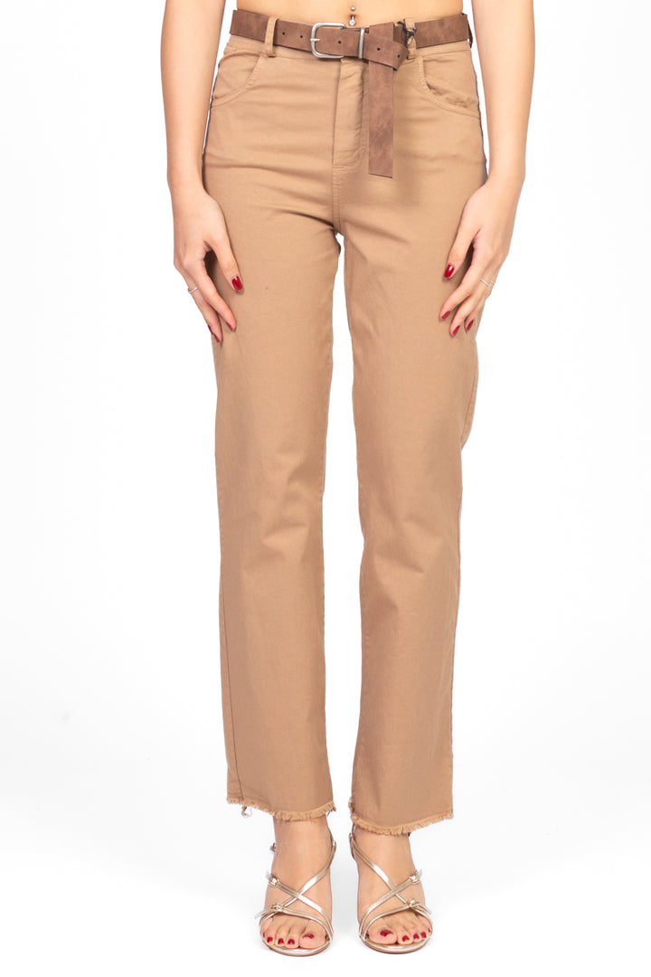 Tensione In - Pantalone gamba dritta sfrangiato con cinta Art. PA5269