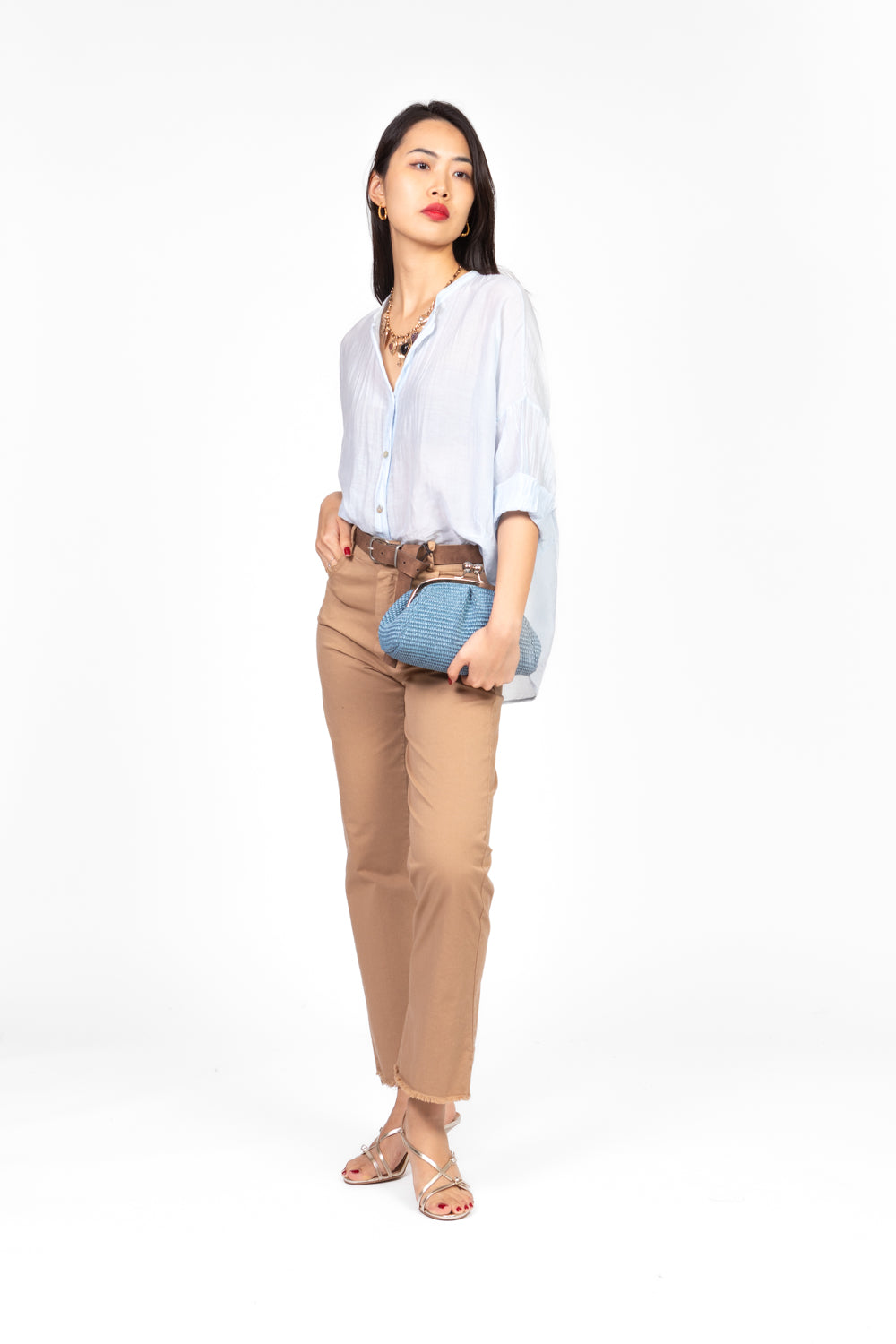 Tensione In - Pantalone gamba dritta sfrangiato con cinta Art. PA5269