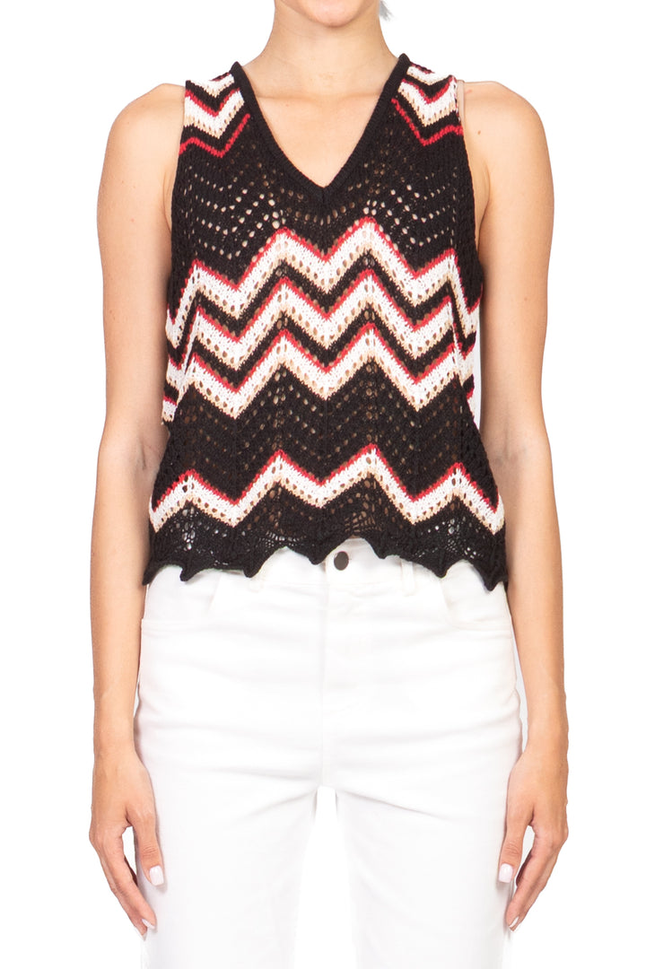 Vicolo - Top crochet multicolor scollo a v Art. 55061D