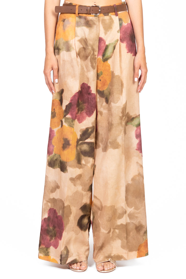 Vicolo - Pantalone palazzo fantasia con cinta Art. TD2538