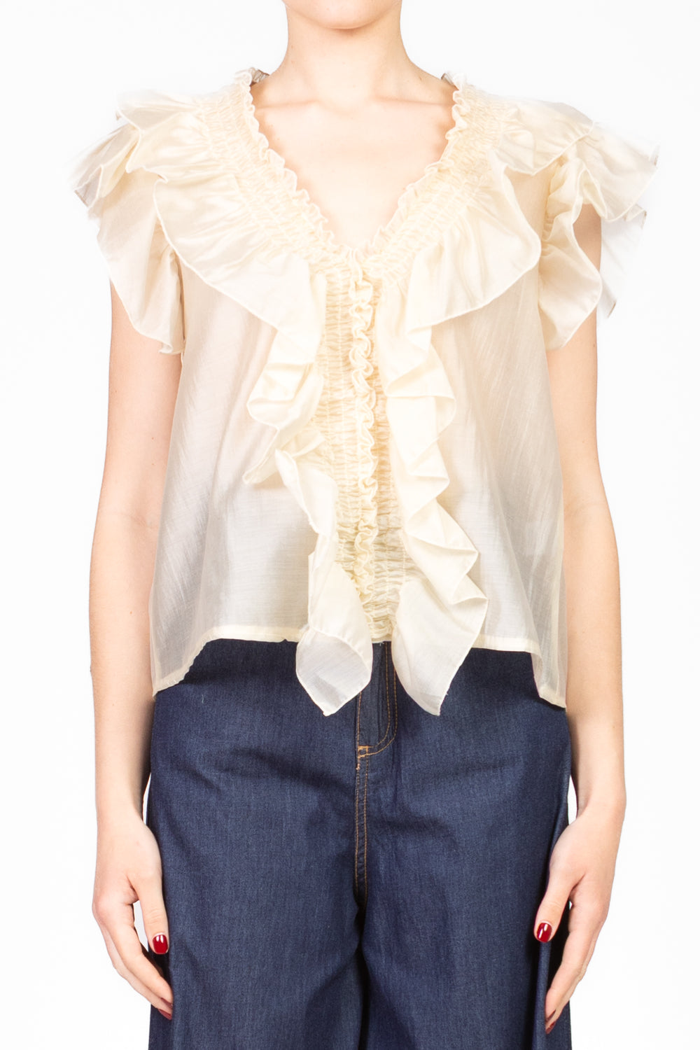 Vicolo - Blusa rouches giromanica Art. TD0893