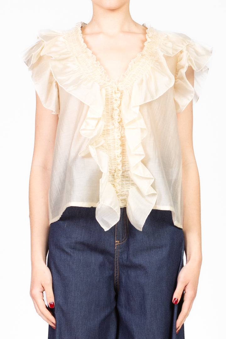 Vicolo - Blusa rouches giromanica Art. TD0893