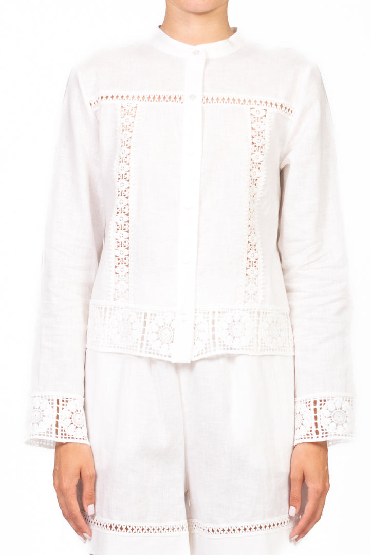 Tensione In - Camicia con intarsi in macrame Art. 25C7532