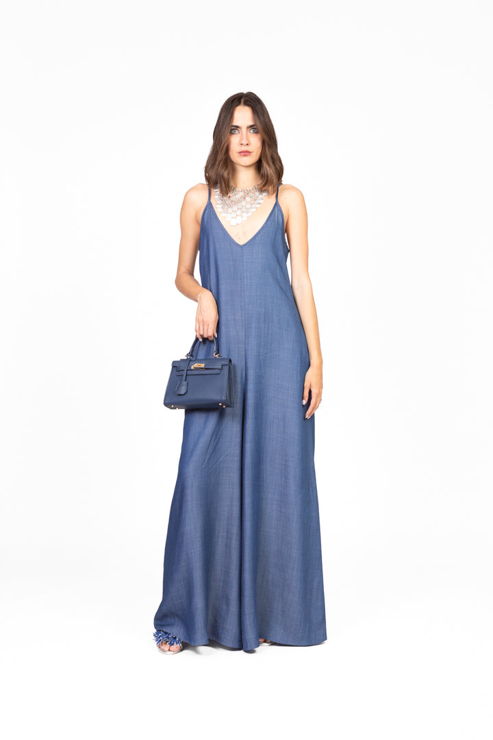 Tensione In - Tuta chambray palazzo Art. 36972