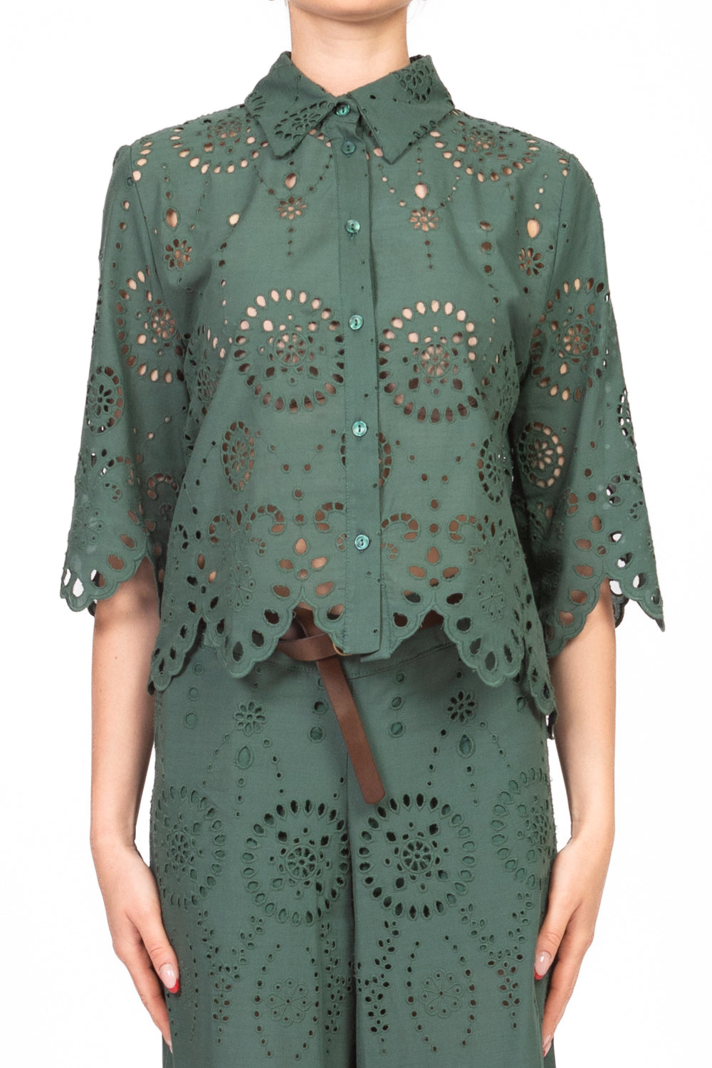 Tensione In - Camicia in san gallo manica 3/4 Art. S25CC32