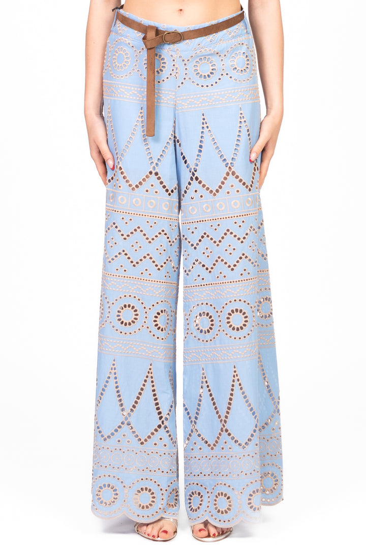 Tensione In - Pantalone palazzo in san gallo con cinta Art. S25PD67