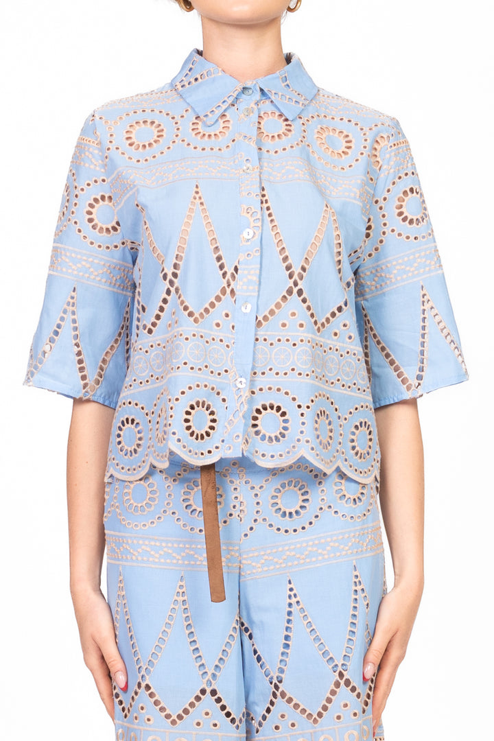 Tensione In - Camicia in san gallo manica 3/4 Art. S25CD66