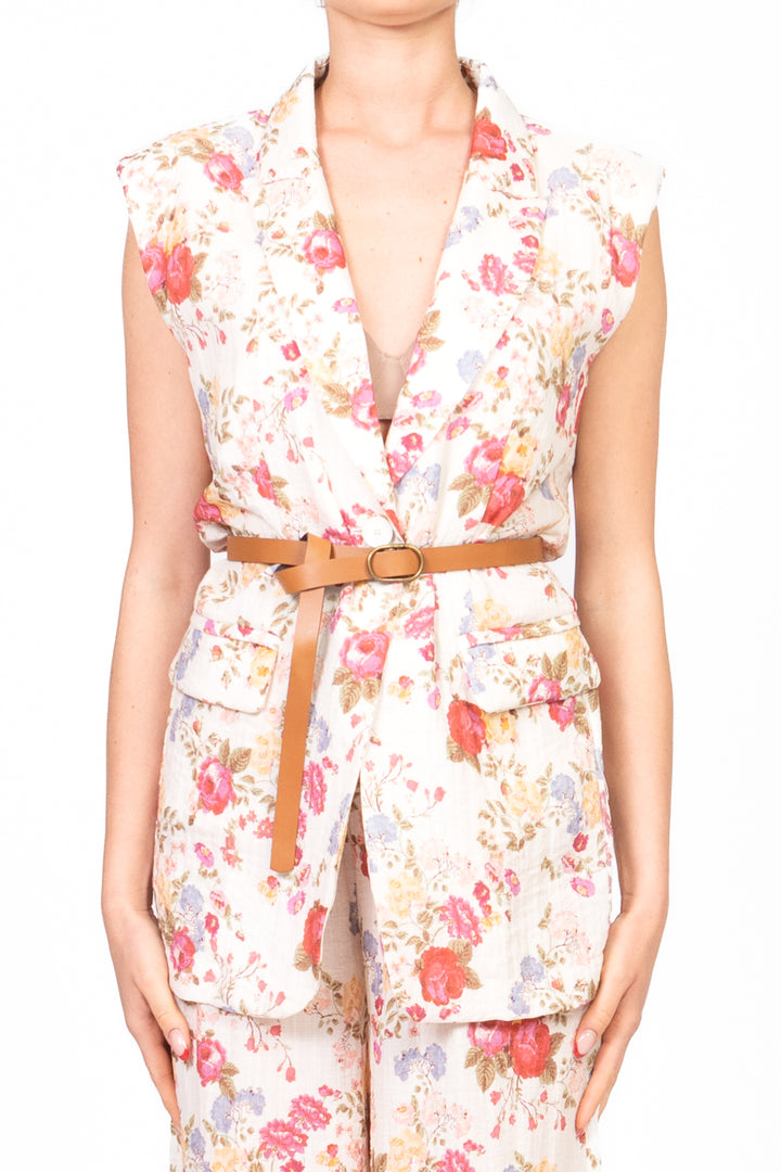 Tensione In - Gilet floreale con cintura Art. S25JD09