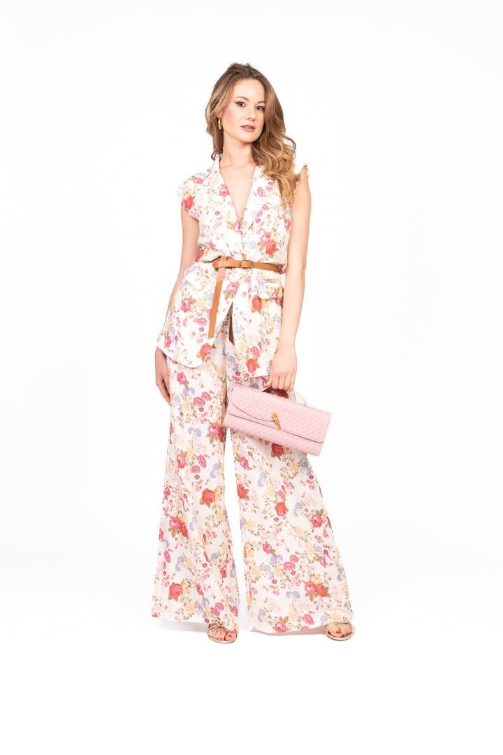 Tensione In - Gilet floreale con cintura Art. S25JD09
