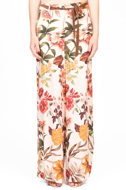 Tensione In - Pantalone palazzo floreale con laccio Art. S25PD48