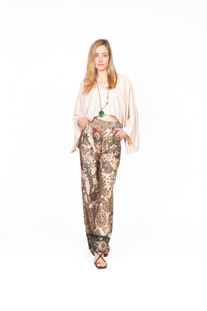 Dixie - Pantalone palazzo fantasia in satin Art. PDPIWKV