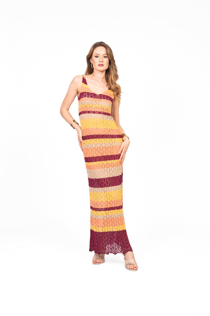 Dixie - Abito crochet rigato lurex Art. A566W080