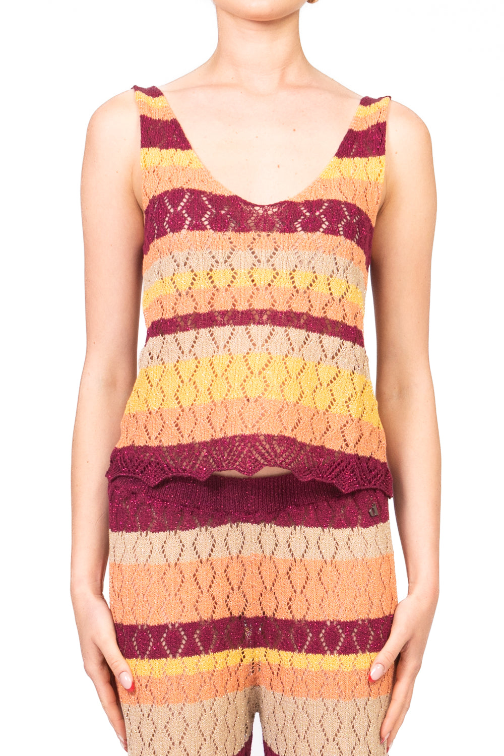 Dixie - Top crochet rigato lurex Art. R566W041