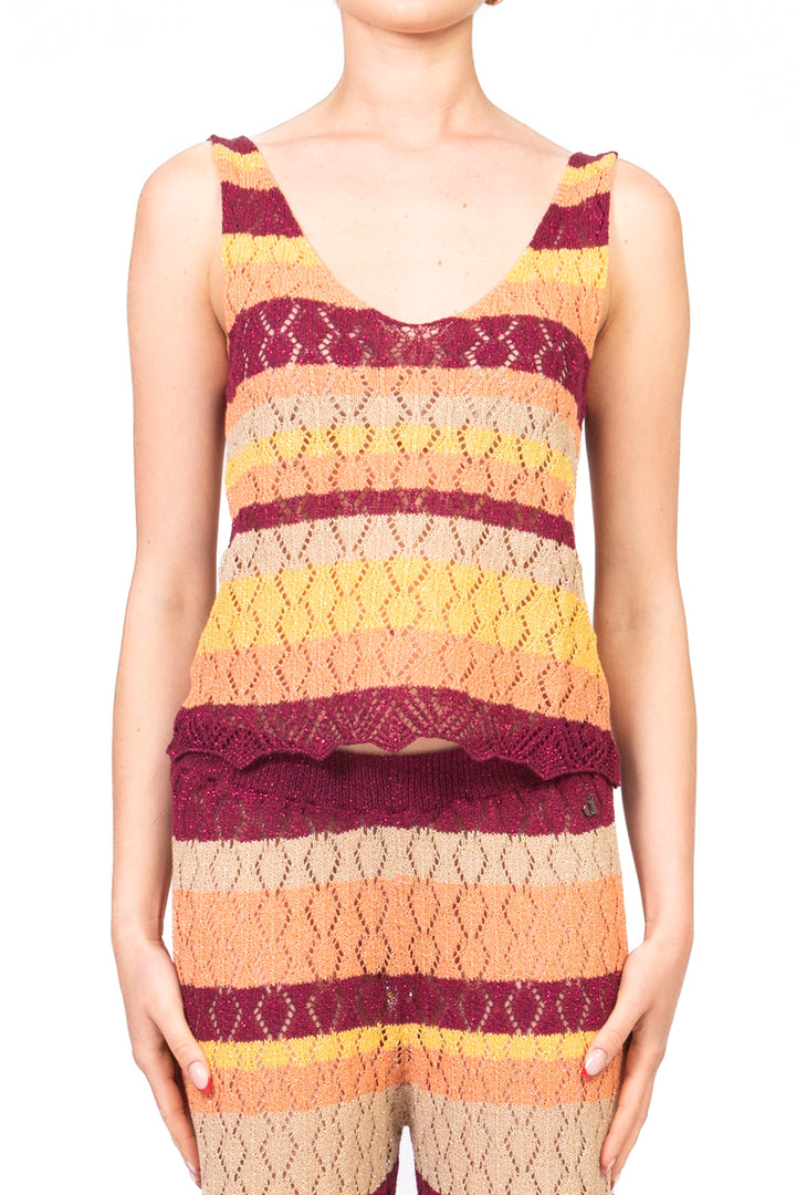 Dixie - Top crochet rigato lurex Art. R566W041