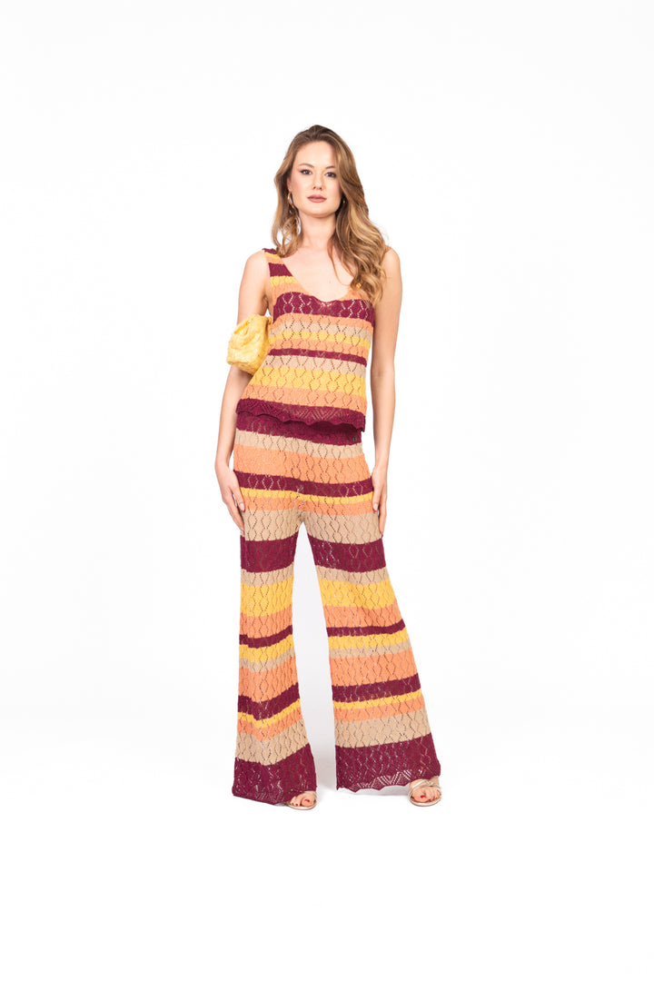 Dixie - Pantalone crochet rigato lurex Art. P566W219