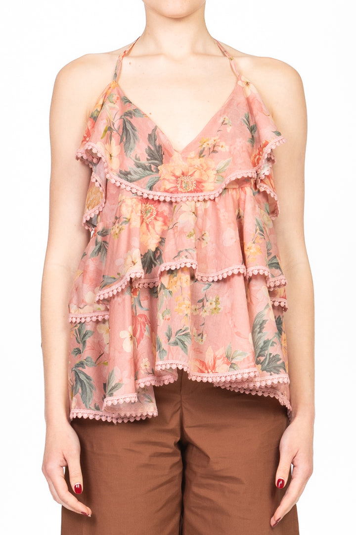 Tensione In - Top floreale con balze Art. S25TD31