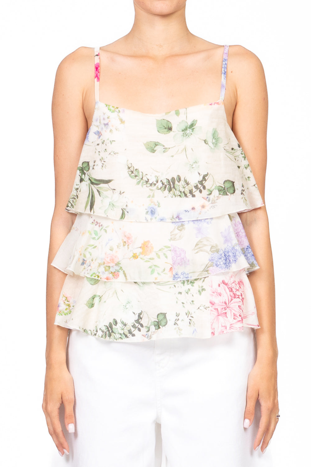 Tensione In - Top floreale con balze Art. US1377