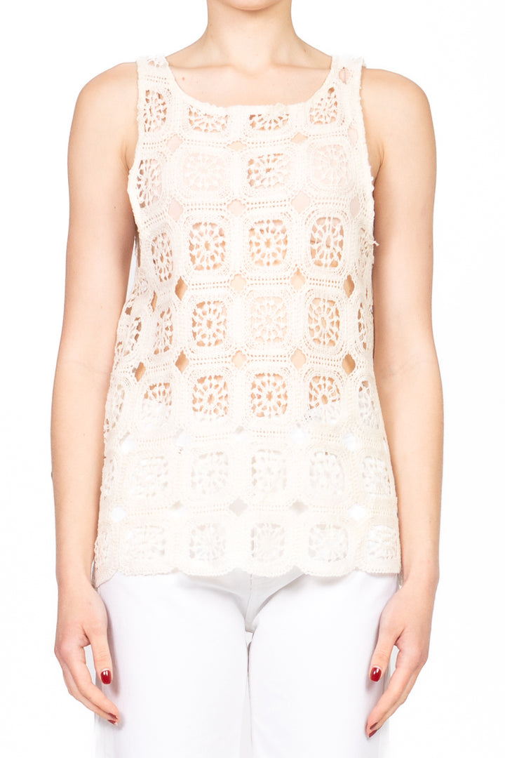 Vicolo - Top crochet con bottoni gioiello Art. TD0617