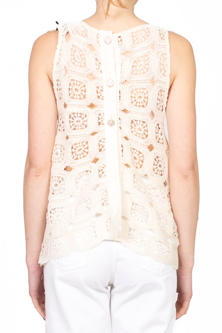 Vicolo - Top crochet con bottoni gioiello Art. TD0617
