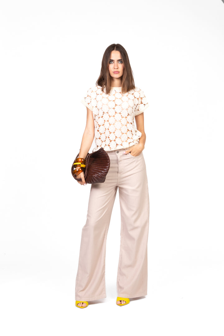 Vicolo - T-shirt macramè con profili lurex Art. TD2880