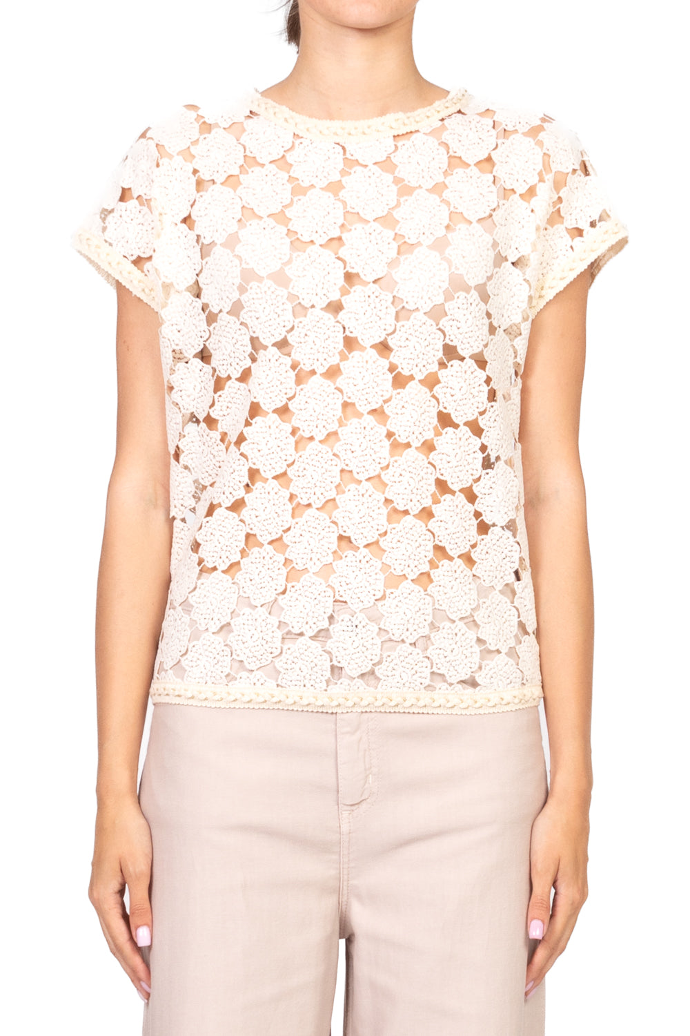 Vicolo - T-shirt macramè con profili lurex Art. TD2880